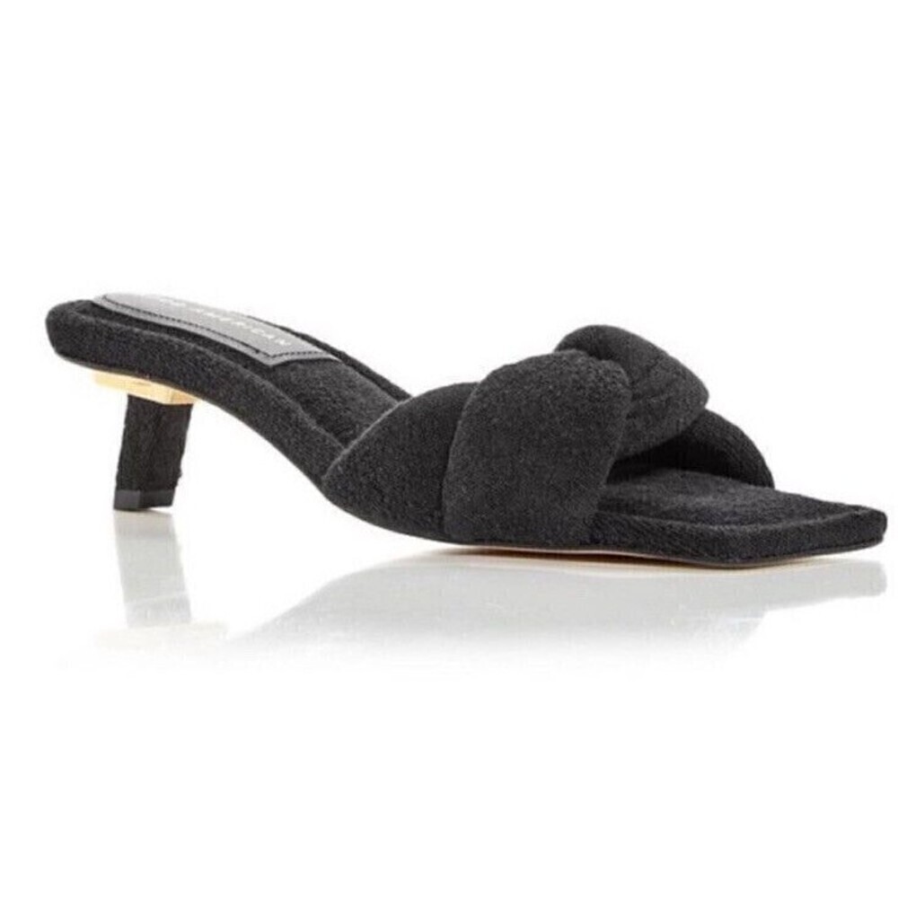 Good American Black Terry Low Heel Slide Sandals Size 7.5